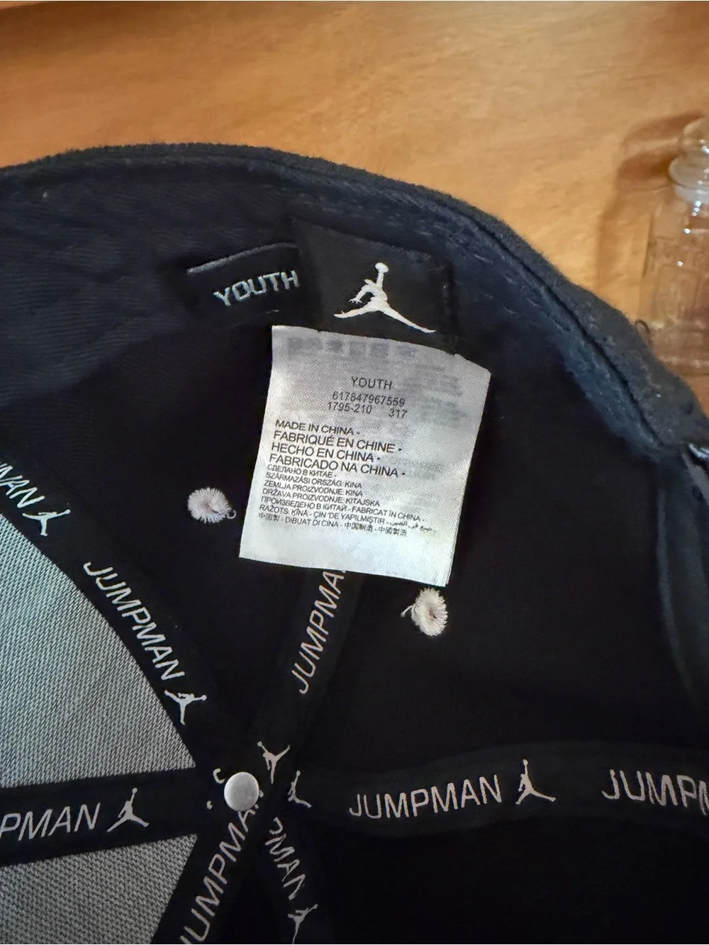 Nike Kids Jordan Black Snapback Hat with White Jumpman Logo